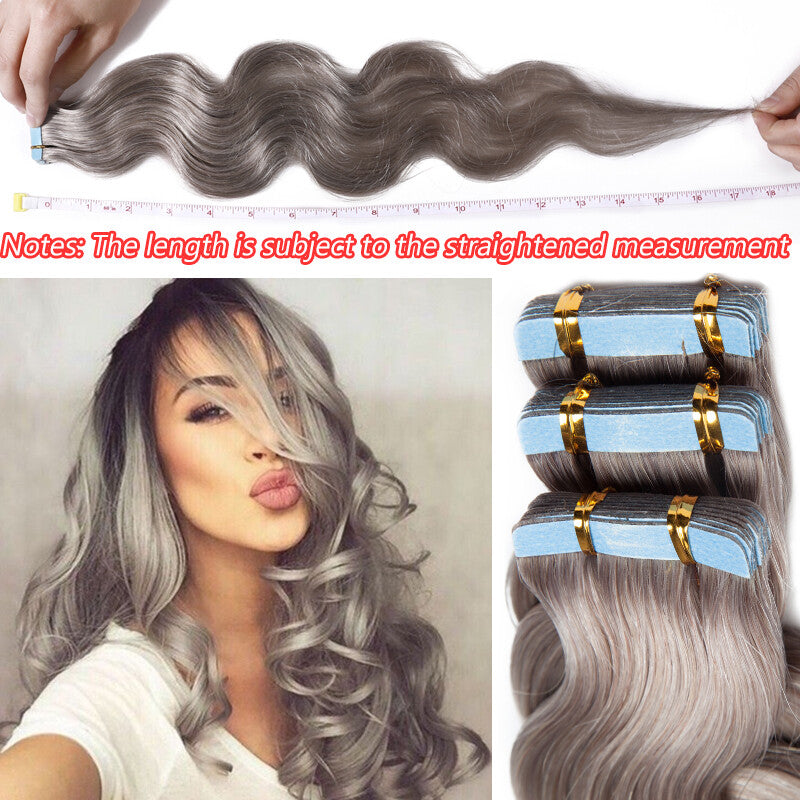 Remy Human Hair Extensions Tape In Full Head Wavy Balayage 200g