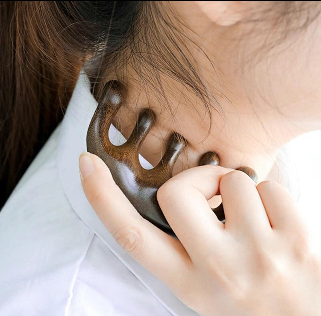 Sandalwood Head Massage Comb for Hair Therapy and Scalp Acupressure