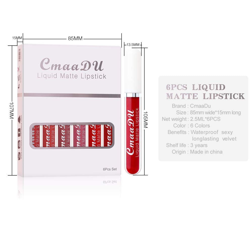 Long-Lasting Matte Lipstick Set - 6 Colors, 24H Wear, Natural Formula