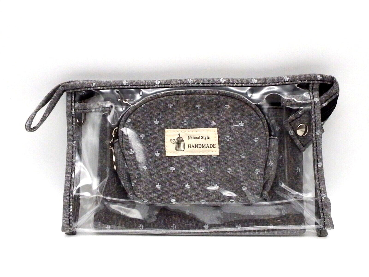 3 Piece Cosmetic Bag Travel Set with Zippered Pouches - Natural Style