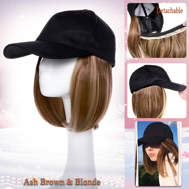 Unisex Wavy Long Hair Beret Cap with Synthetic Hair - Casual Hat Wig