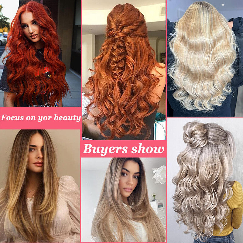 Invisible Wire Hair Extensions Full Head Curly Synthetic Hair with Nano Rings