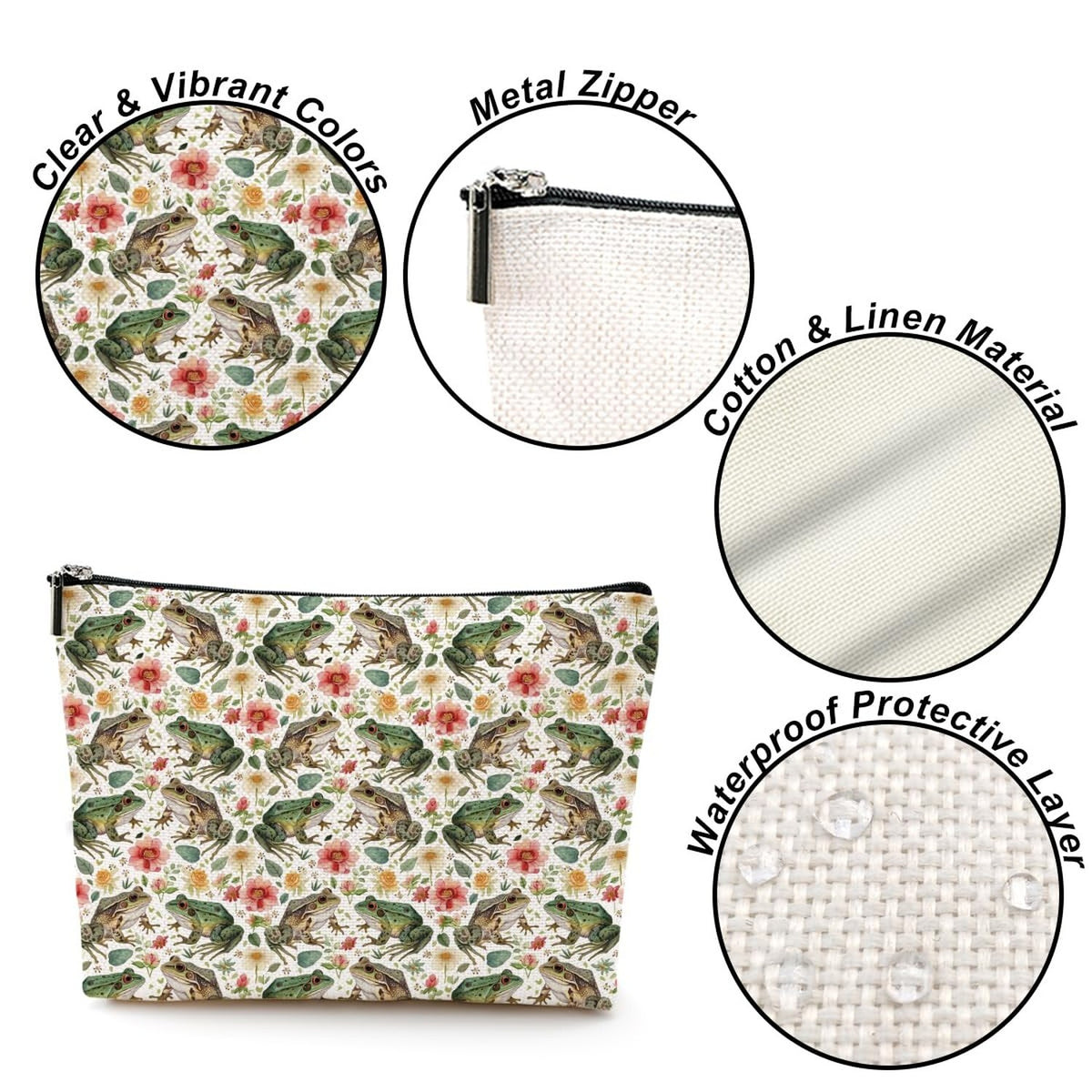 Cute Frog Makeup Bag - Waterproof Cosmetic Organizer for Women and Gifts