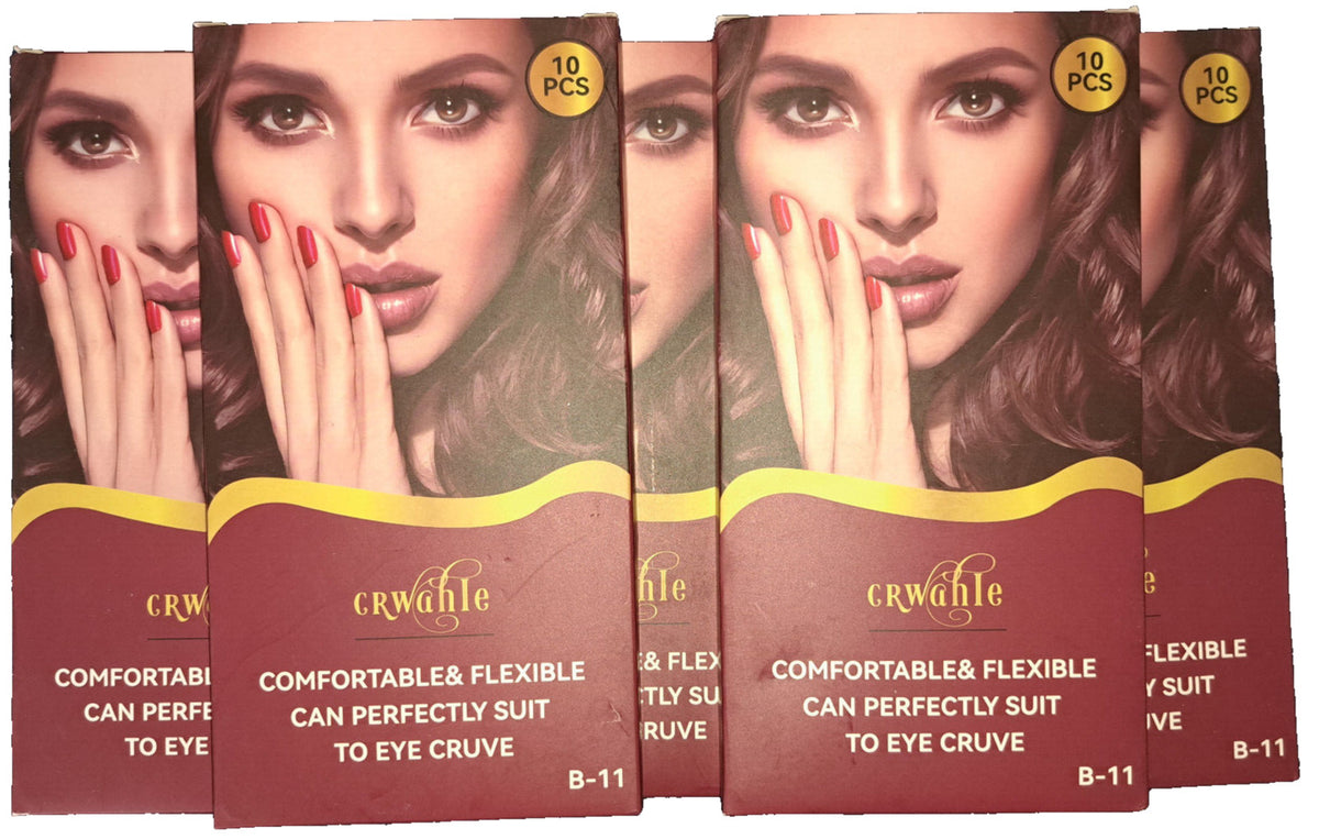 Crwahie Natural Eyelashes - Lot of 5x10 Pairs Reusable Microfiber False Lashes