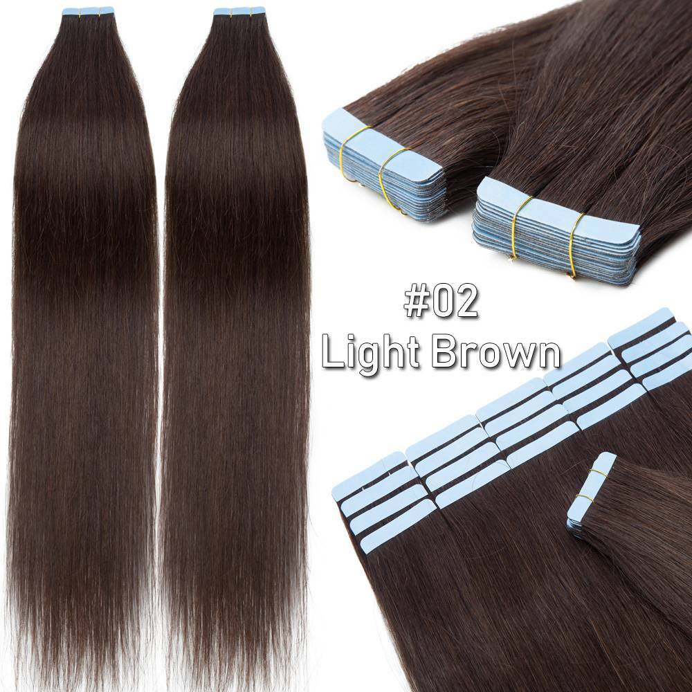 Remy Human Hair Extensions Full Head Skin Weft 80pcs Thick Tape-In Set
