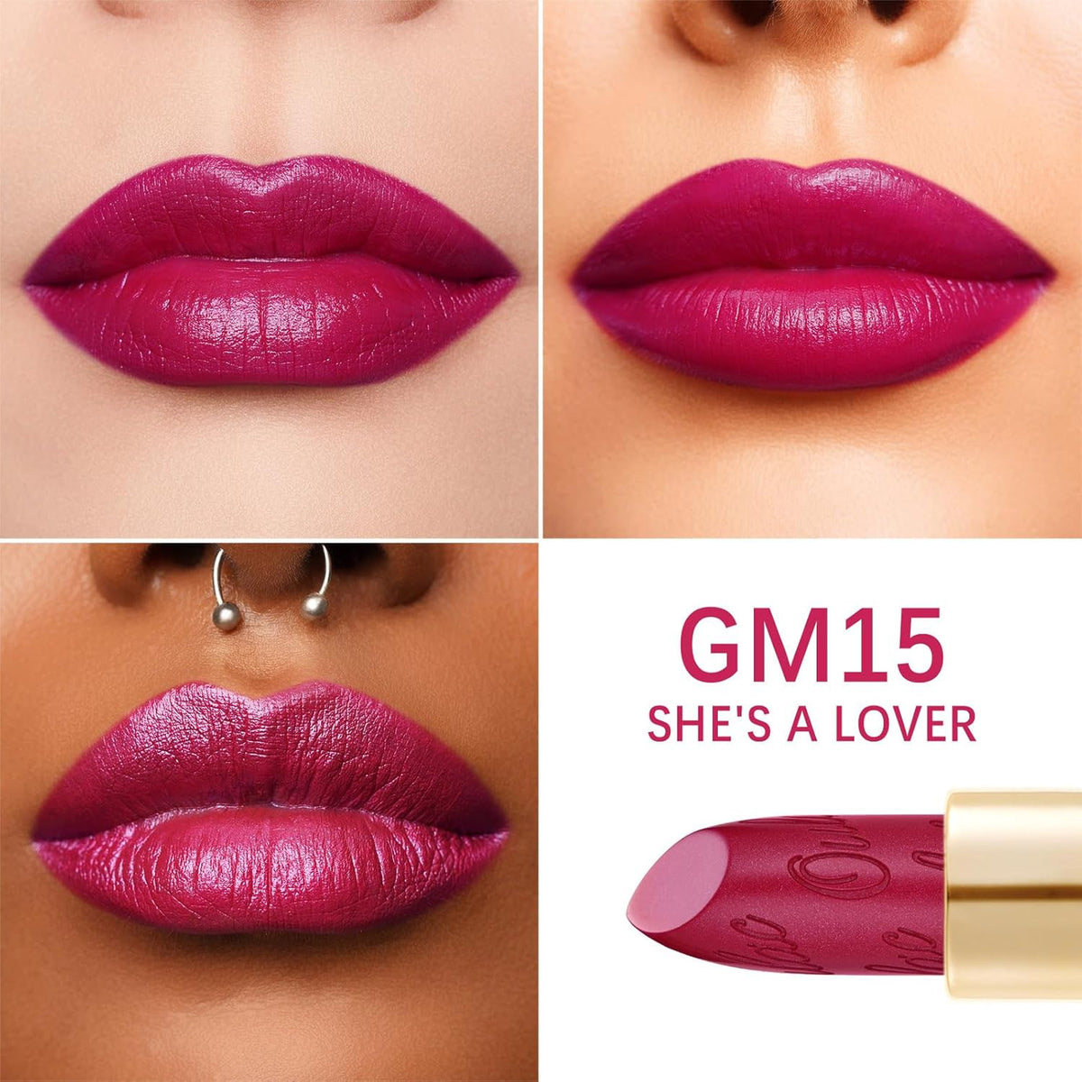 Magenta Lipstick with Metallic Finish - Vegan, Hydrating & Long-Lasting