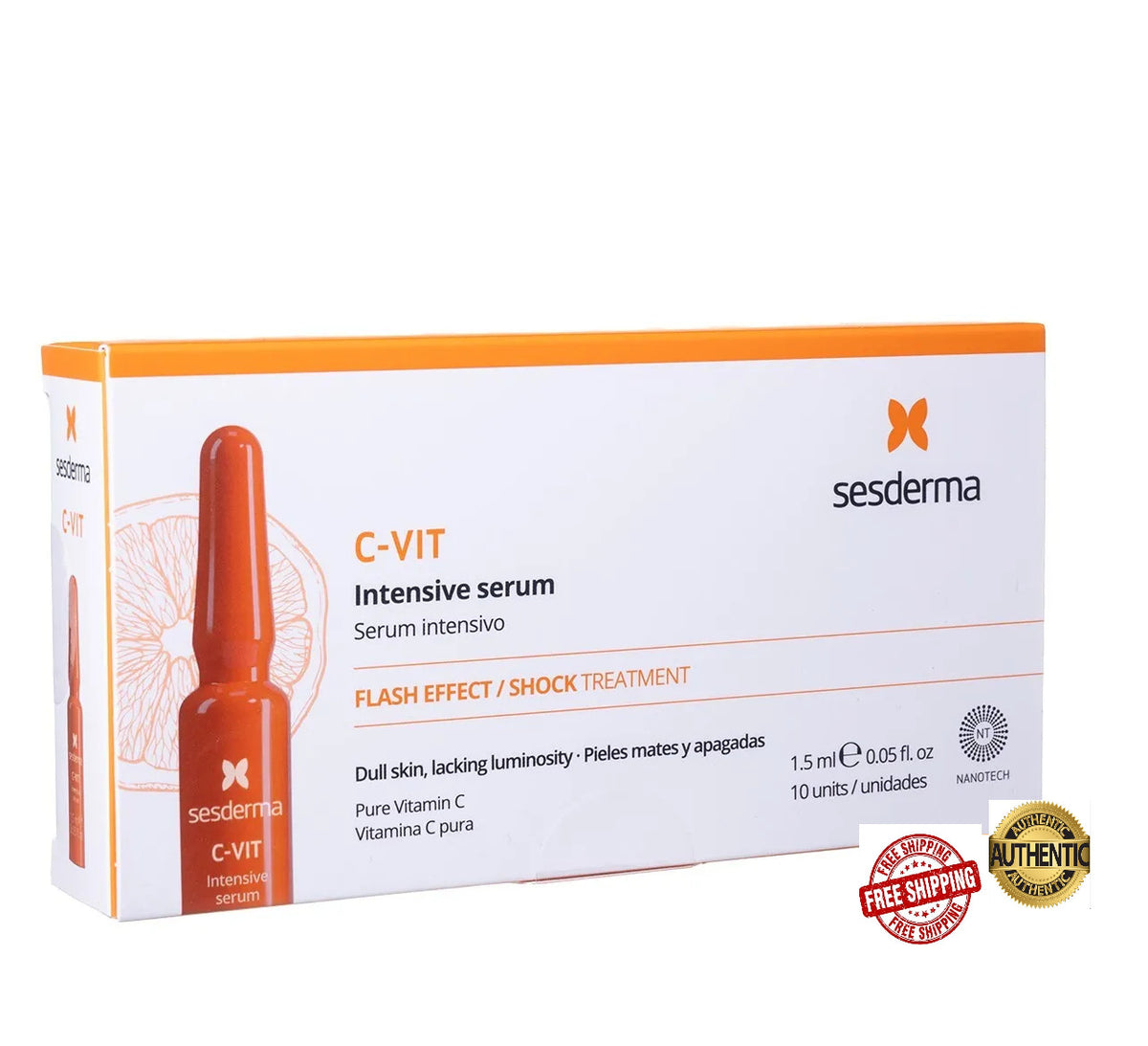 Vitamin C Face Serum Ampoules - Brightening & Anti-Aging, 10 Pack