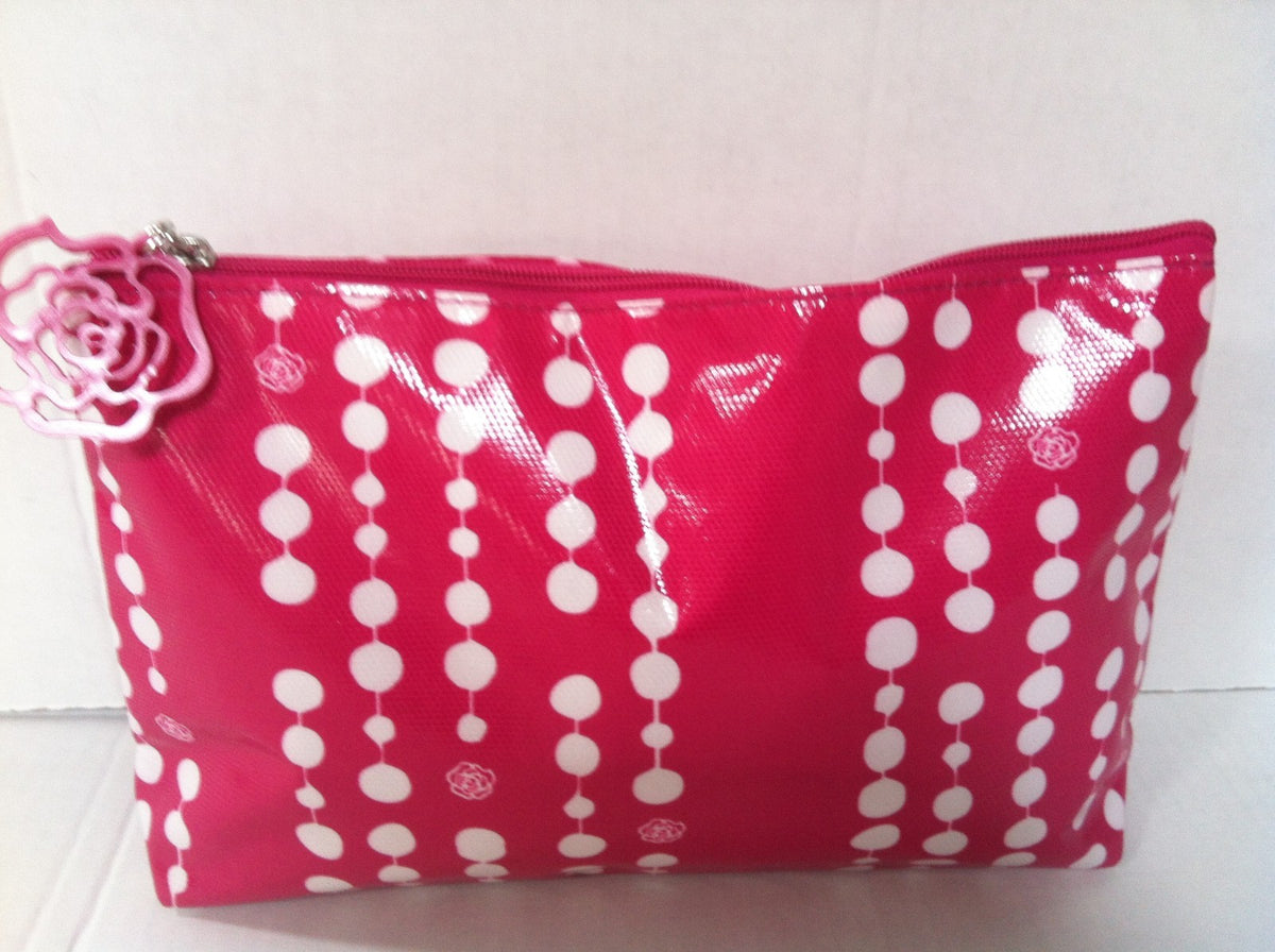 Pink Polka Dot Cosmetic Bag Purse for Travel & Makeup Organizer
