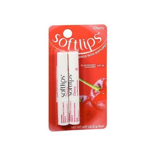 Lip Balm Set with SPF 20 - Cherry Flavor, Twin Pack, Softlips Protectant