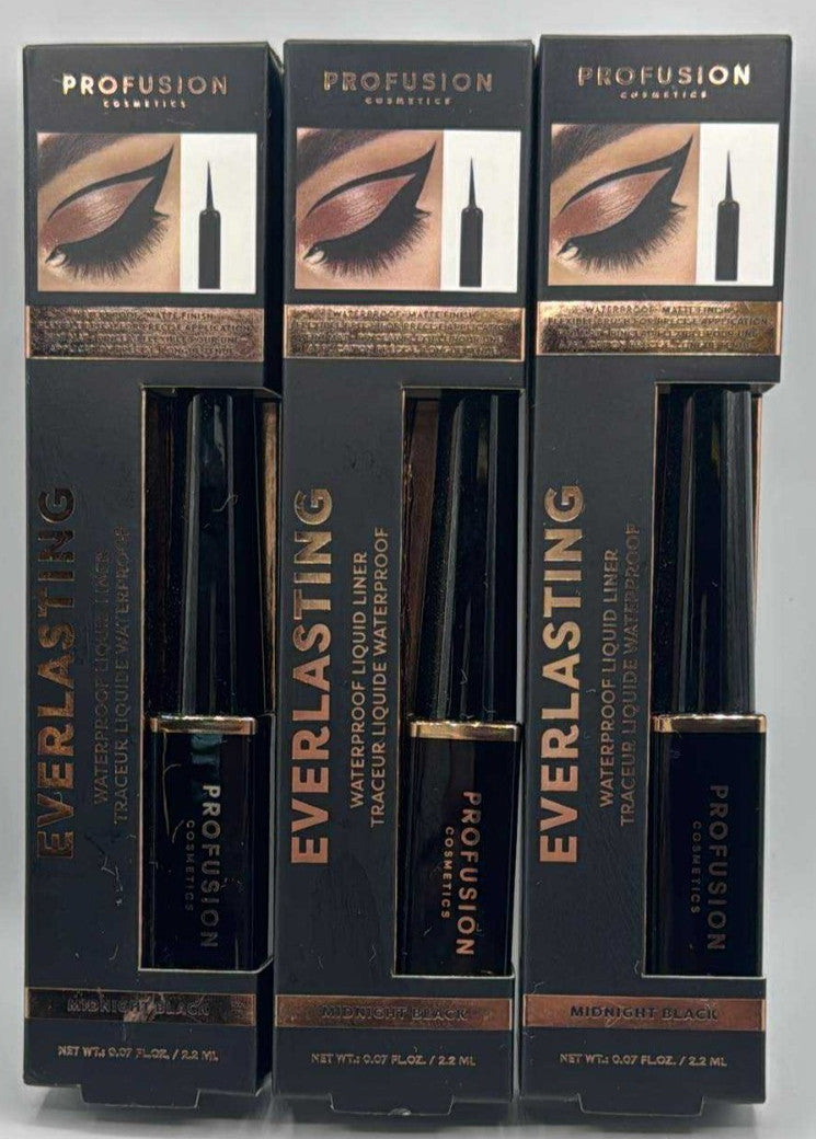 3-Pack Waterproof Liquid Eyeliner - Midnight Black, 0.07 Fl Oz Each