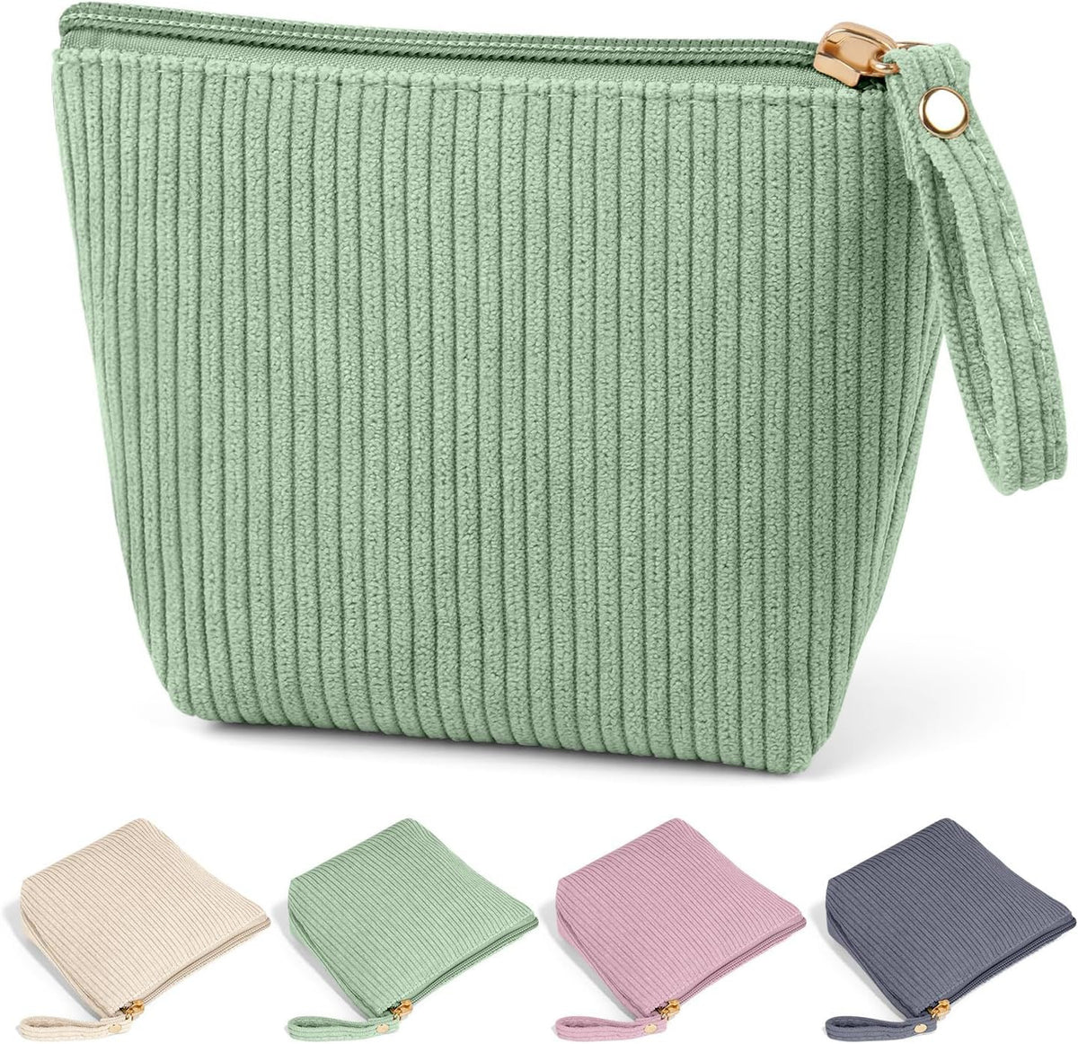 Mini Corduroy Makeup Bag for Women - Small Travel Cosmetic Pouch