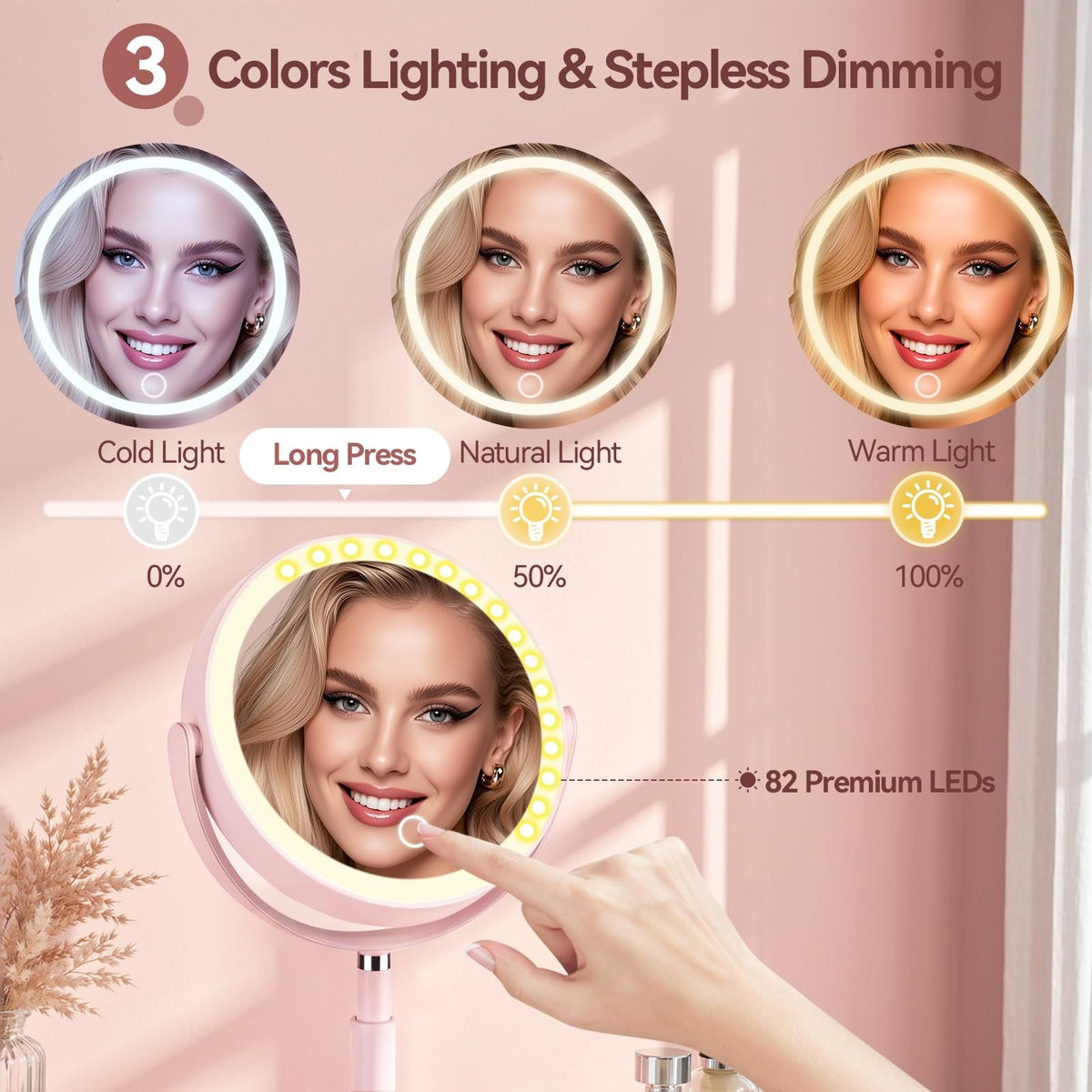 20X Magnifying Lighted Vanity Mirror with Storage - Double Sided Makeup Mirror