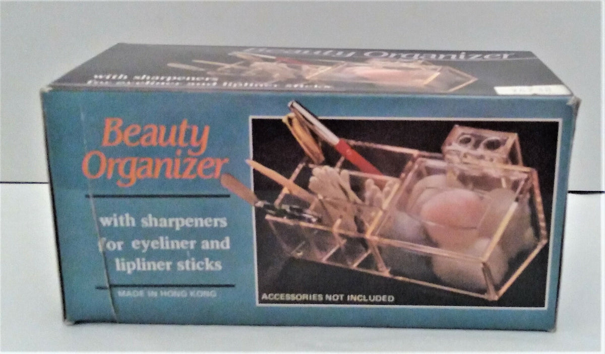 Vintage Clear Acrylic Organizer for Eyeliner Lipliner & Sticks with Sharpeners