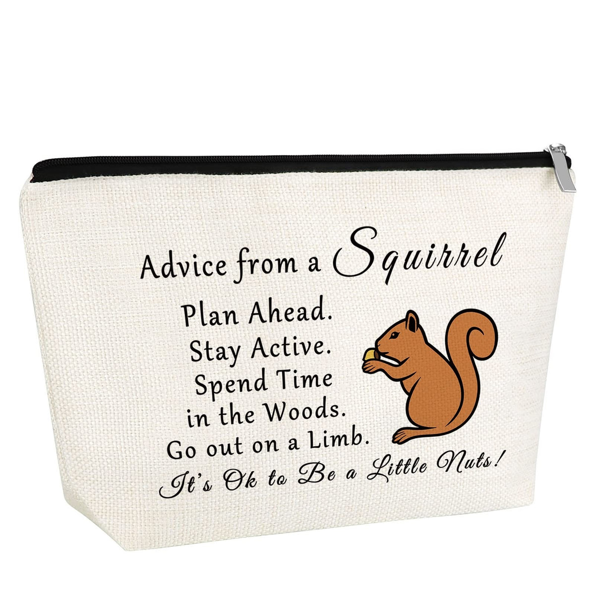 Squirrel Lover Makeup Bag for Women - Animal Themed Travel Cosmetic Pouch
