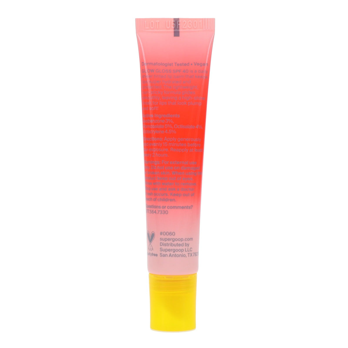 Supergoop! Glow Gloss Strawberry SPF 40 Lip Gloss 0.15 oz - Hydrating Sun Protection