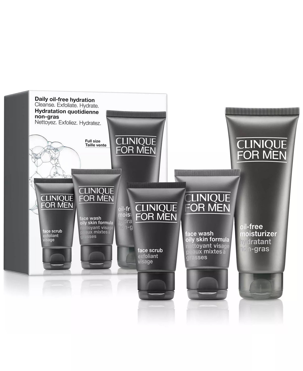 Men's Oil-Free Face Wash, Scrub & Moisturizer Set