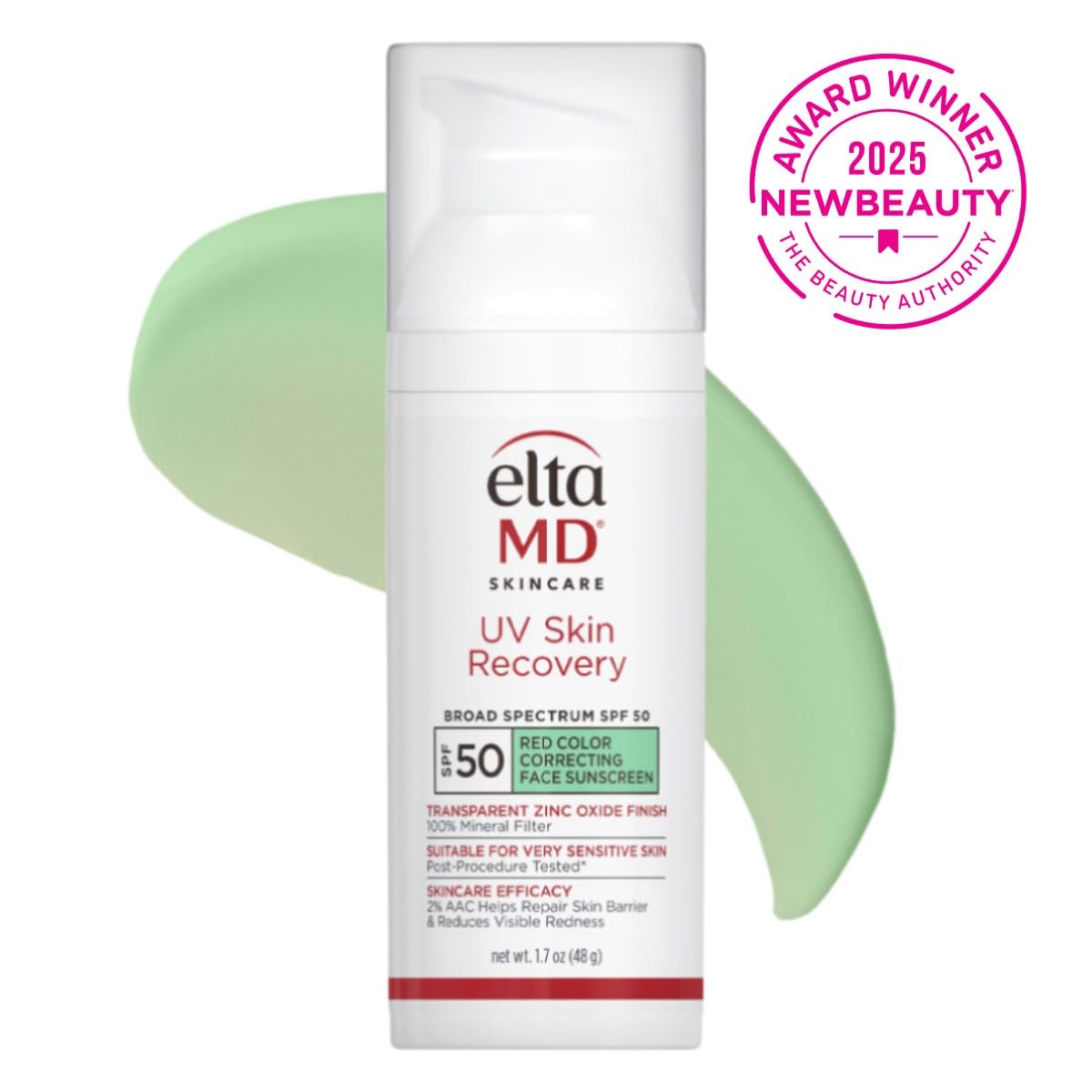 UV Skin Recovery Green Tint Mineral Sunscreen SPF 50, 1.7oz