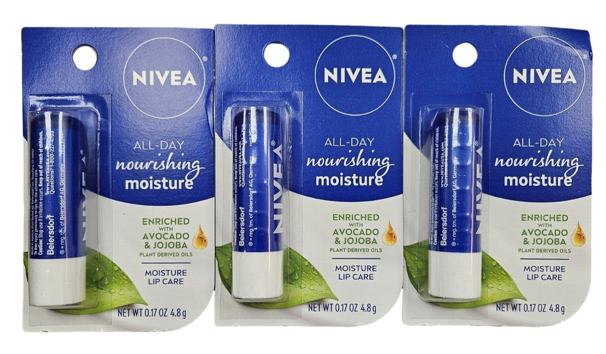 Nivea Moisture Lip Care Set - 3 Pack, 0.17 oz Each, New Look