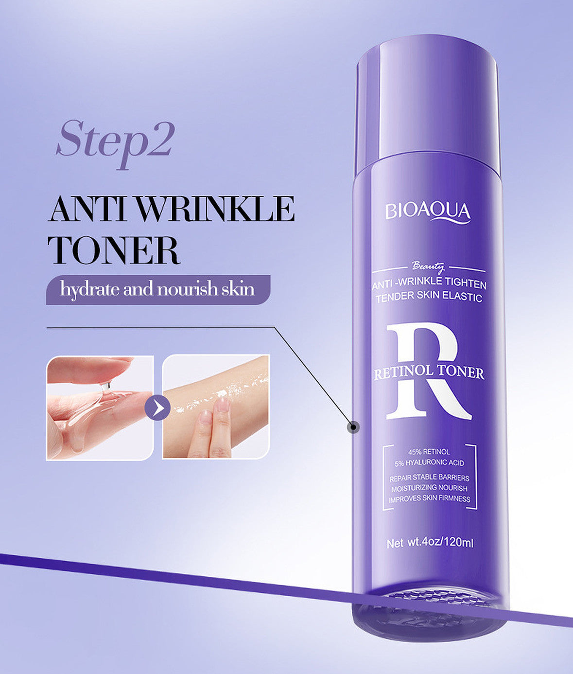 Retinol Skincare Set 6 Pieces - Face Cleanser, Toner, Serum, Eye & Moisturizer