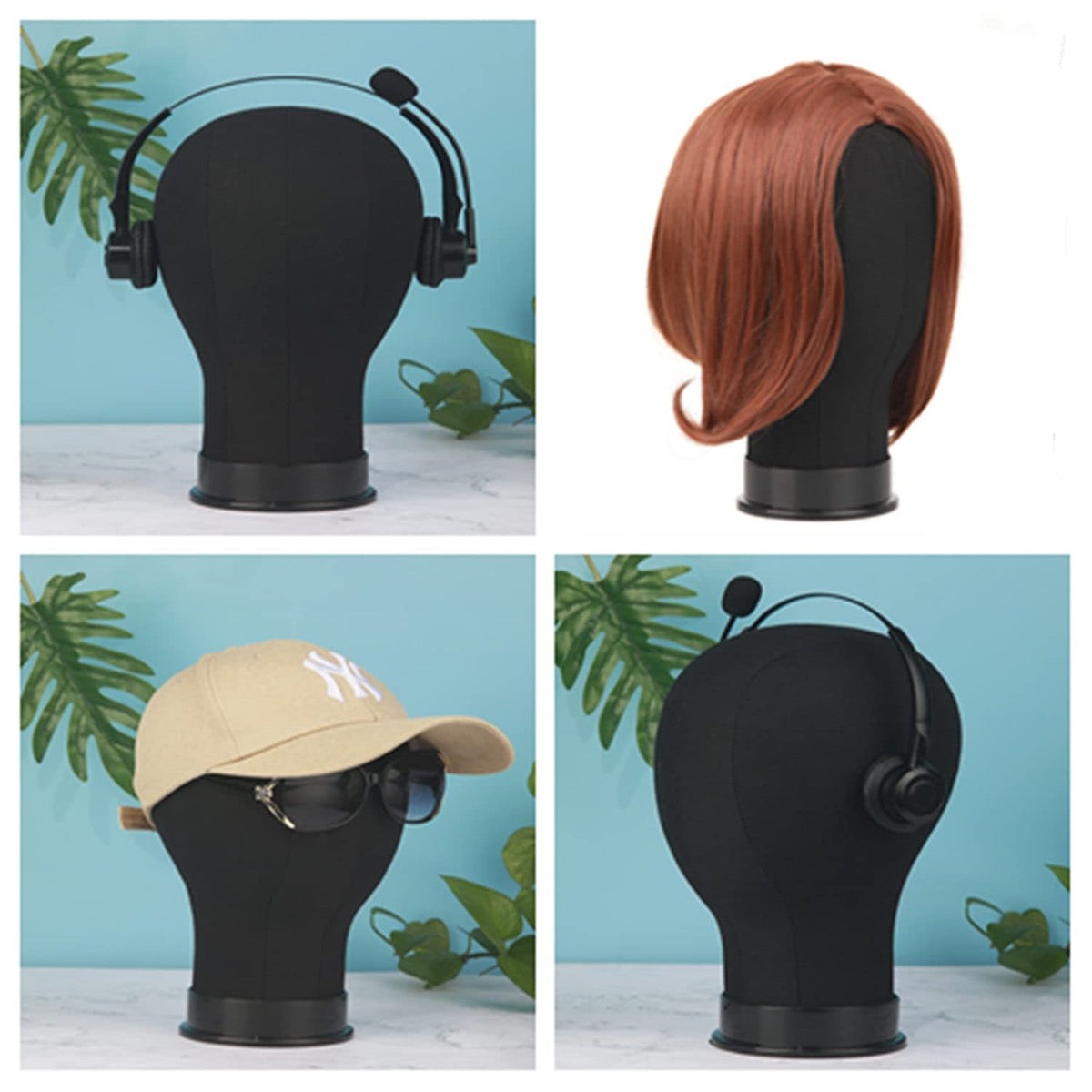 21-Inch Canvas Wig Head with Stand for Styling and Display