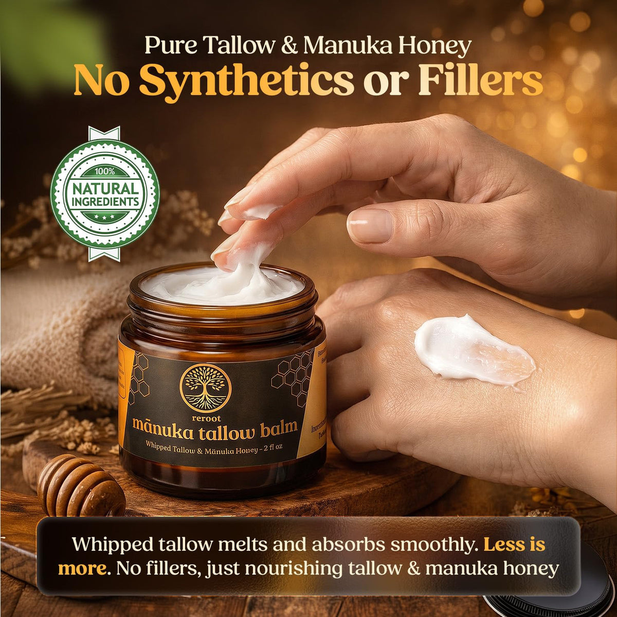 Manuka Honey Beef Tallow Face Balm - Natural Moisturizer for All Skin Types