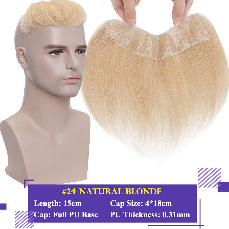 Human Hair Toupee for Men Receding Hairline - Skin PU Base & Natural Look