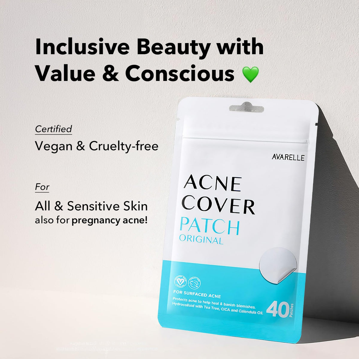 Hydrocolloid Acne Pimple Patches - 40 Count, Clear, All-Natural & Vegan