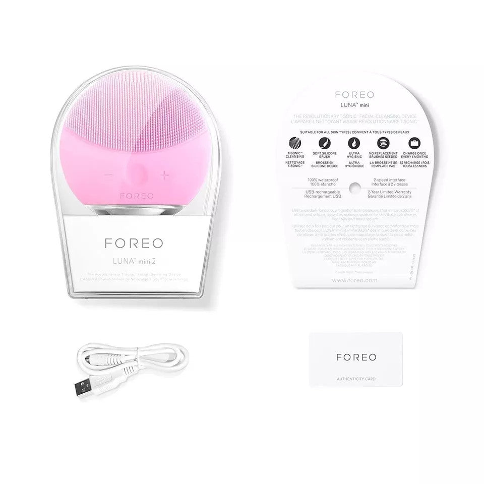 Foreo Luna Mini 2 Facial Cleansing Brush Pearl Pink Set - New in Box