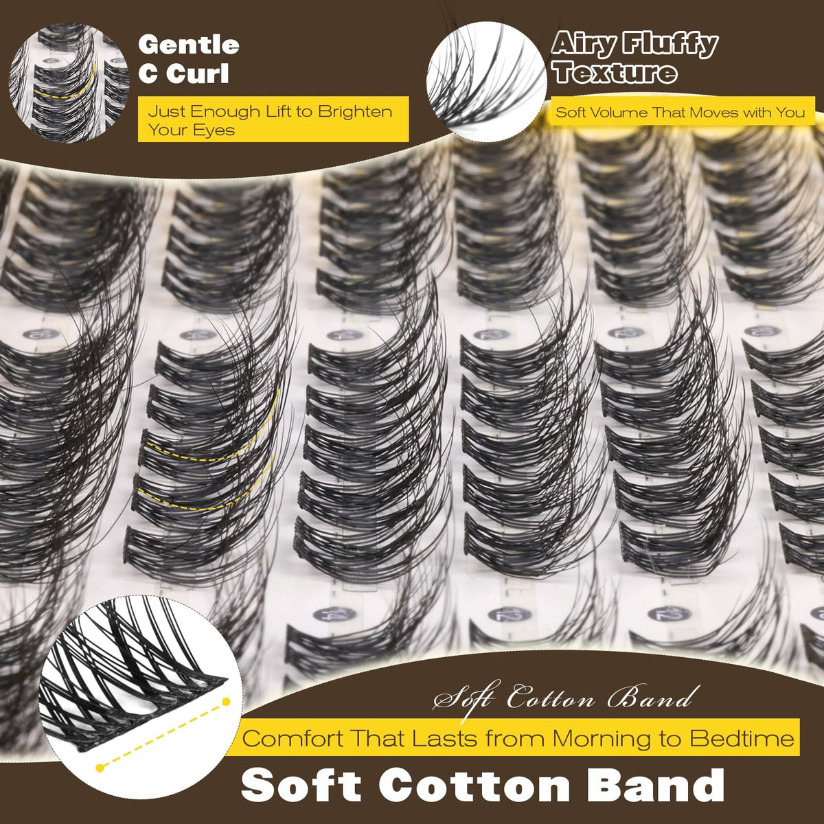 Natural Eyelash Clusters Kit 156 Count False Lashes with Glue & Tweezers
