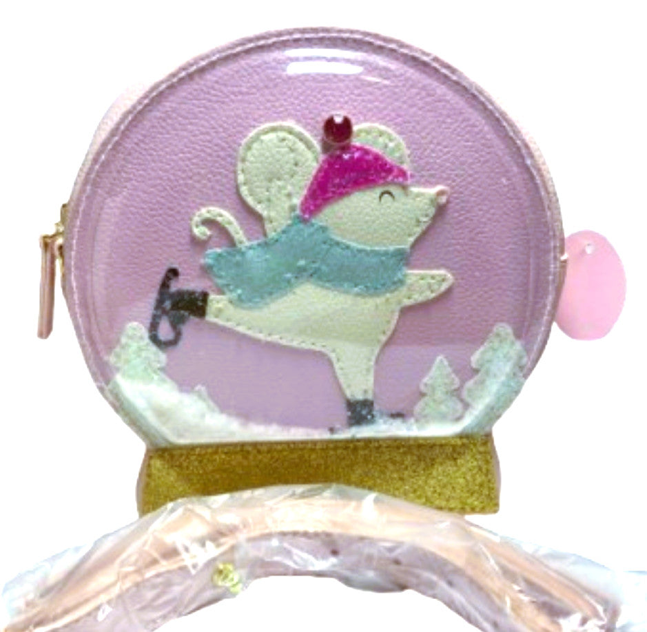 Snow Globe Mouse Skating Cosmetic Bag - Crossbody Makeup Organizer