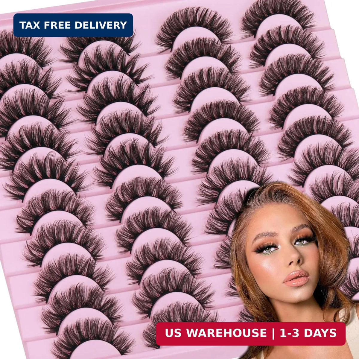 20 Pairs False Eyelashes Set Natural Wispy Fluffy Cat Eye Faux Mink Lashes