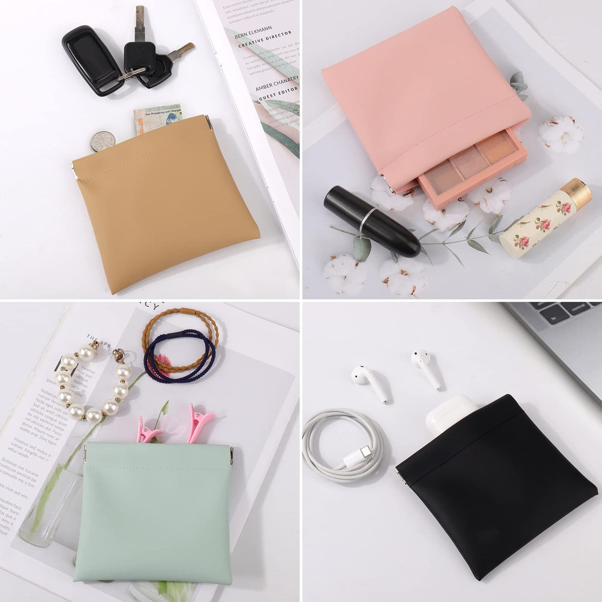4 Pack Small Makeup Bags for Purse, Portable Cosmetic Storage for Women