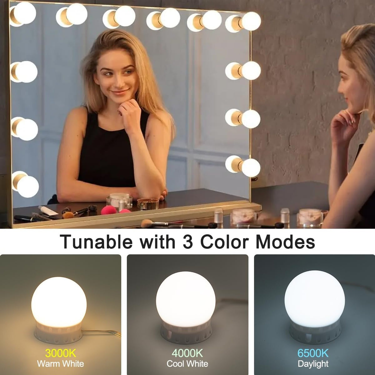 Hollywood Style LED Vanity Lights for Mirror with Dimmable Bulbs