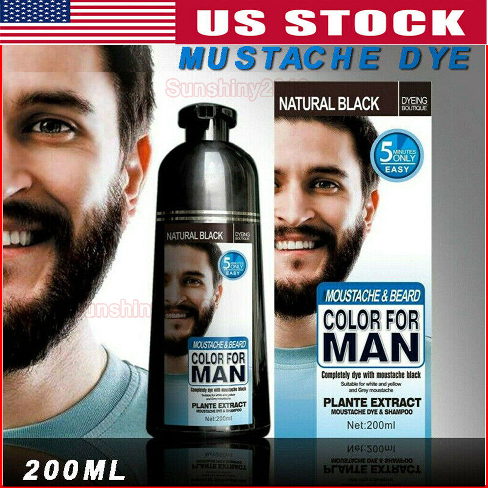 Beard & Mustache Hair Color Shampoo - Black, 200ml