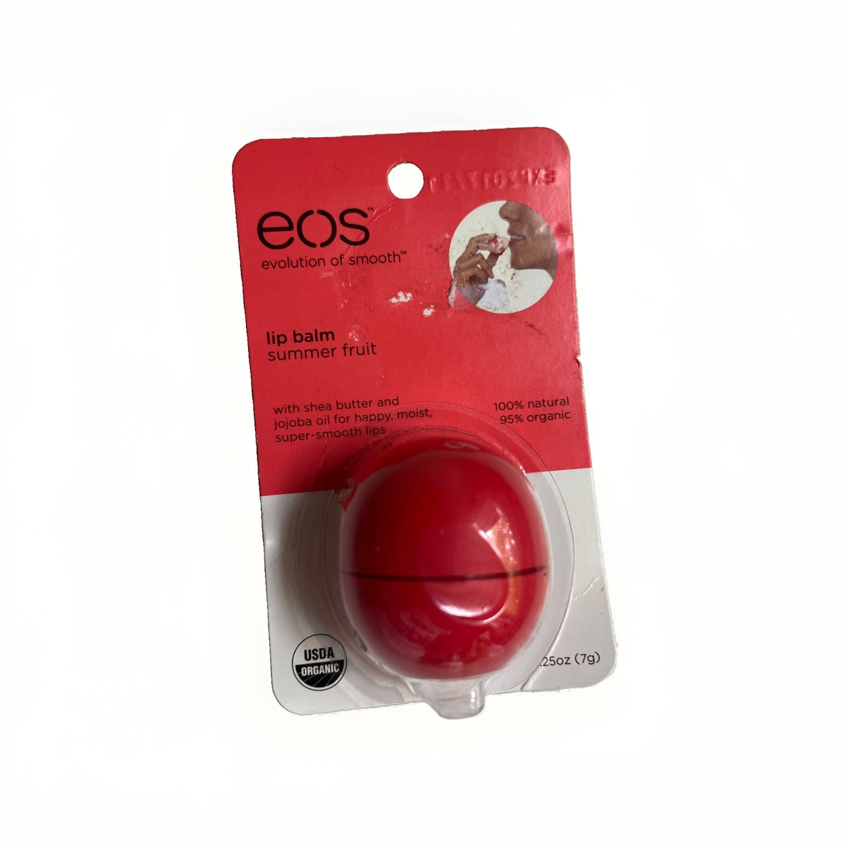 Organic Lip Balm with Summer Fruit Flavor - 0.25 Oz (7g), Sealed