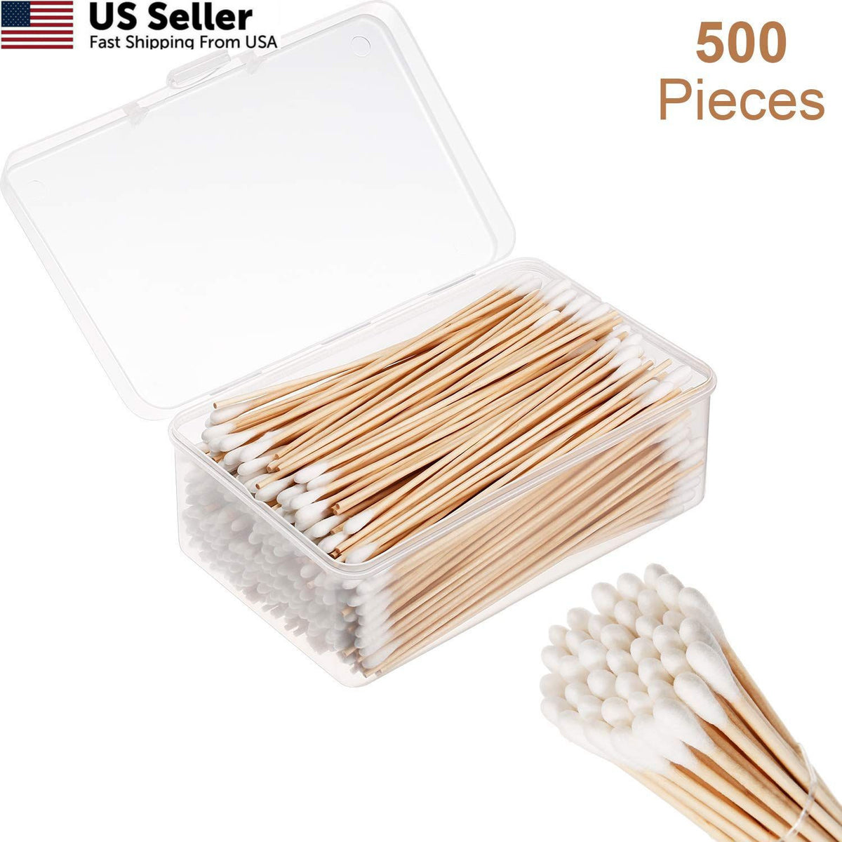 Long Cotton Swabs with Wooden Handles 6 Inch, 500 Pcs Cleaning & Art Supplies