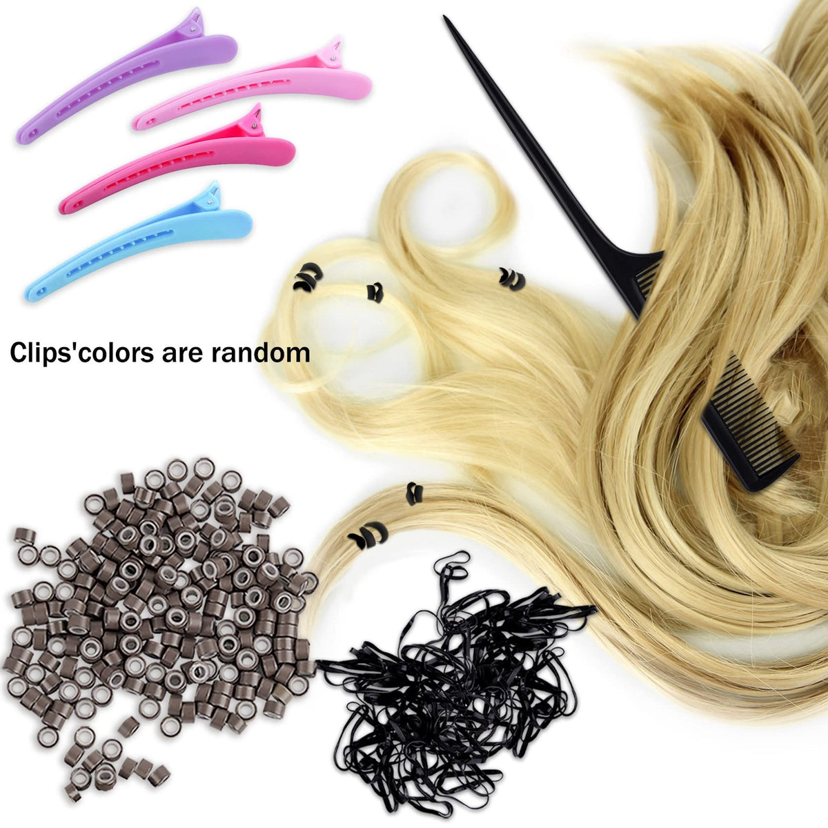 Hair Extension Tool Kit 500 Pcs Dark Blonde