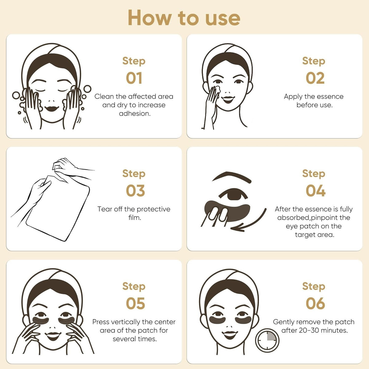 24K Gold Eye Patches with Collagen - Reduces Wrinkles, Hydrates & Firms Under-Eye