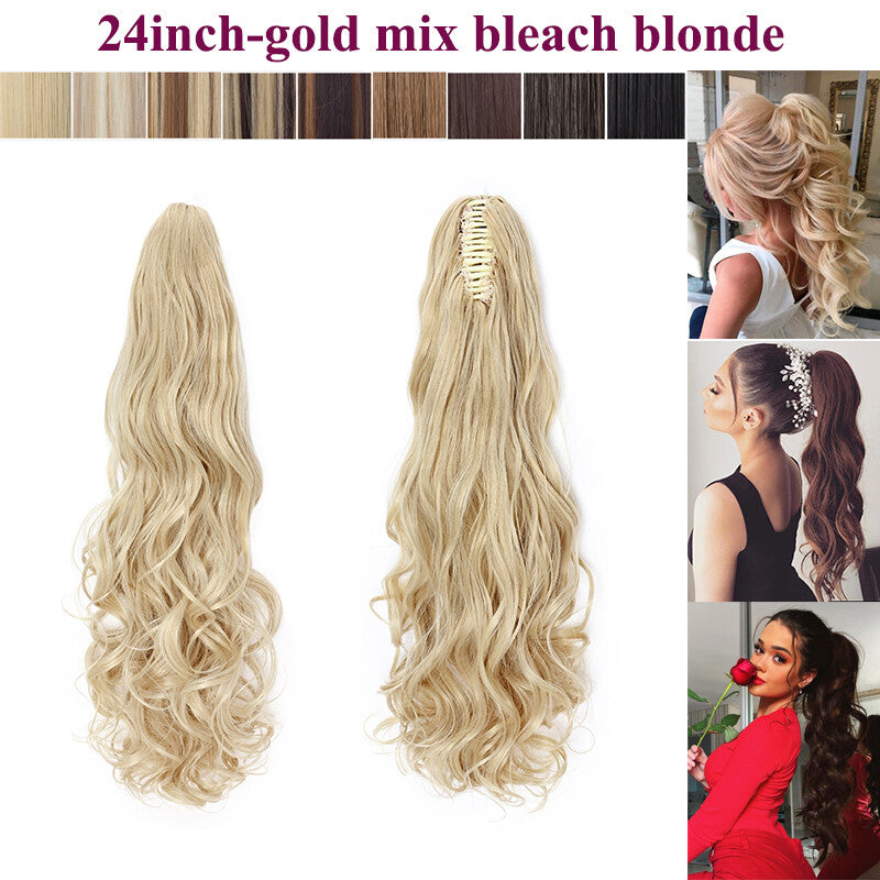 Thick Ponytail Hair Extension with Claw Clip - Wavy Curly Synthetic Hair