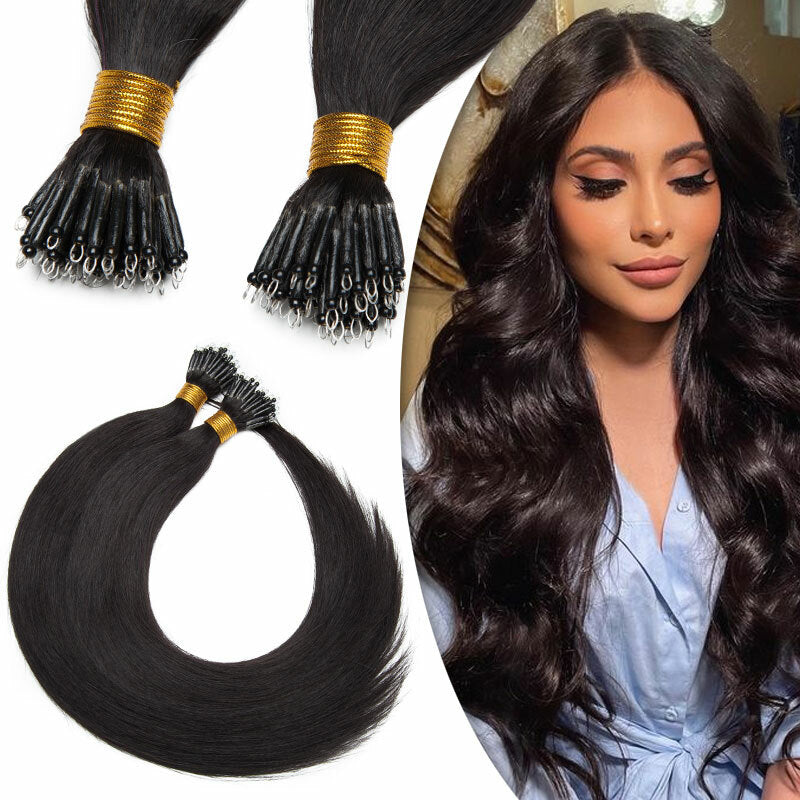 Nano Loop Human Hair Extensions Micro Beads Thick Real Remy Hair 16-22in