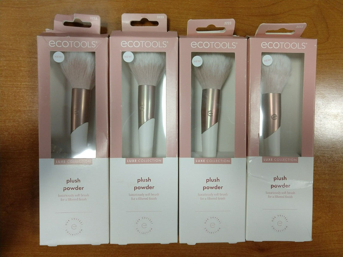 EcoTools Luxe Plush Powder Makeup Brush Set - 4 Pack, Soft Face Brushes for Powder, Bronzer & Blush