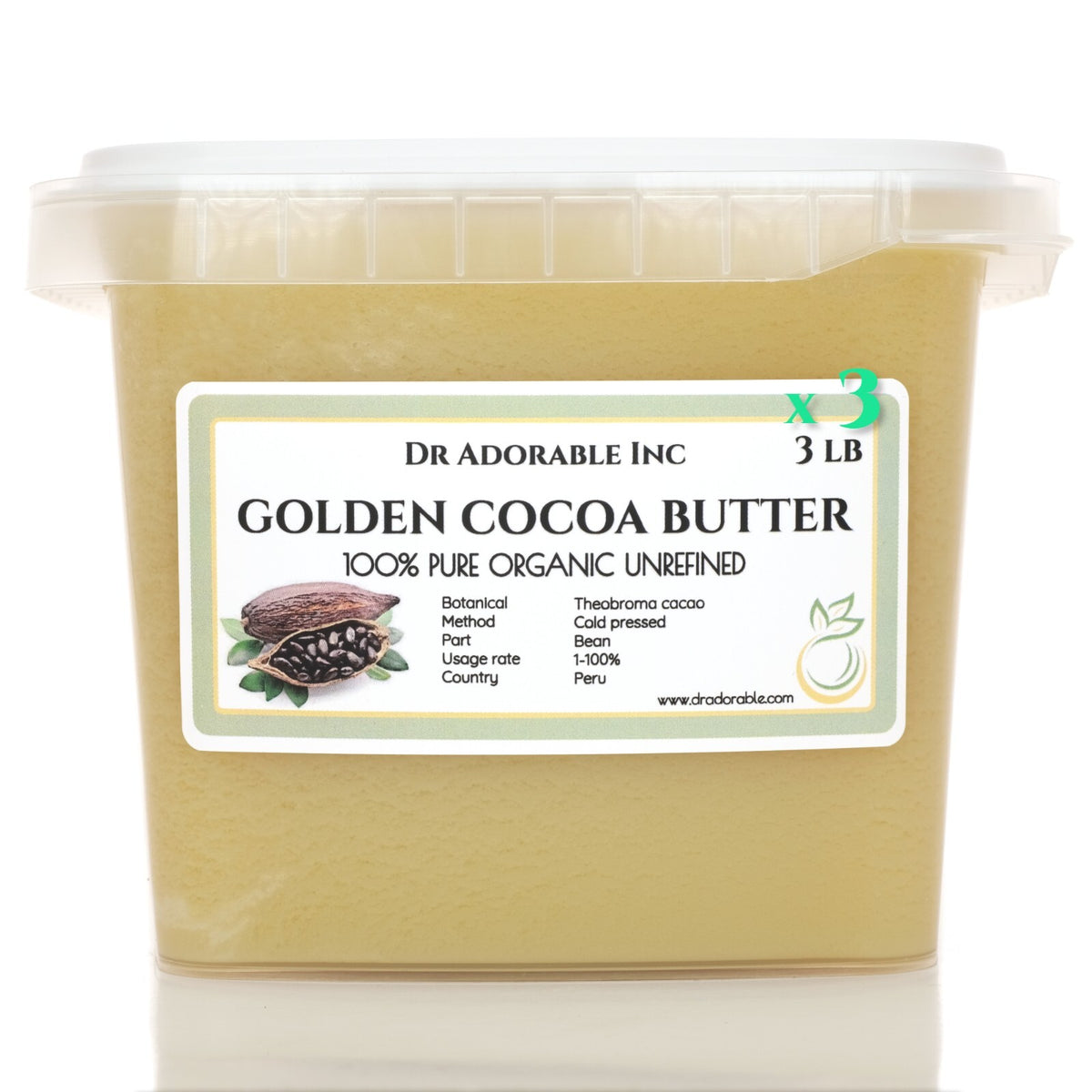 Organic Cold Pressed Cocoa Butter - Golden Raw Pure