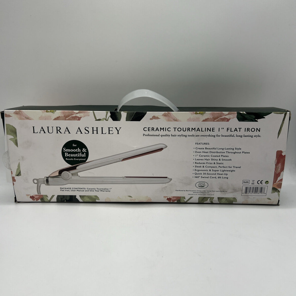 Ceramic Tourmaline Flat Iron 1 Inch Hair Straightener White