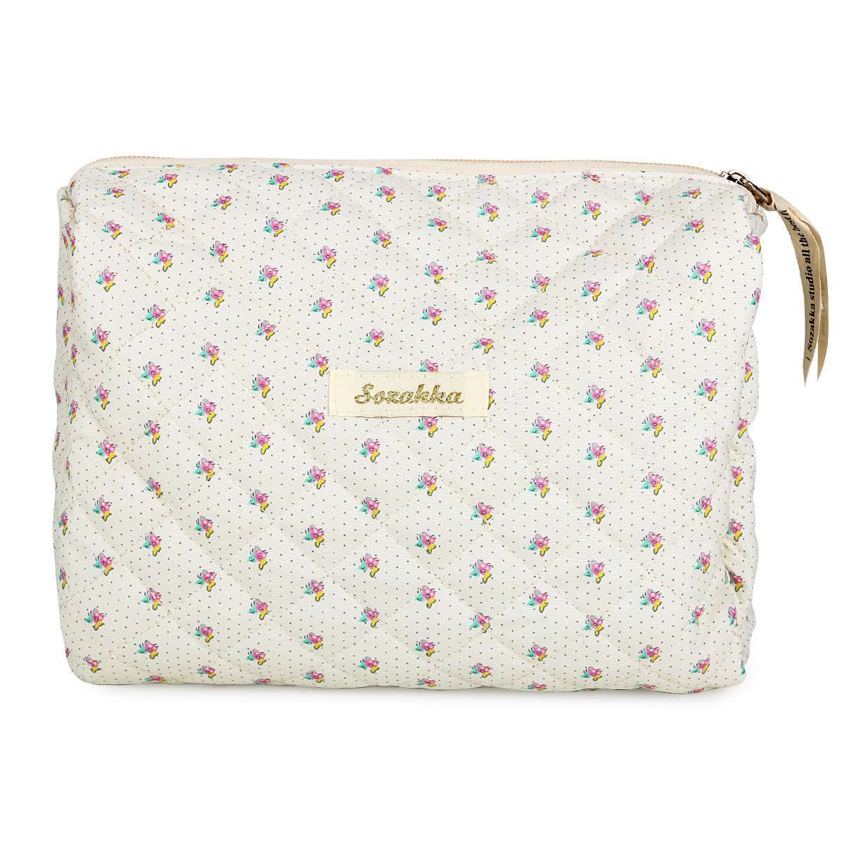 Elegant Travel Cosmetic Bag Organizer with Flower Pattern - Padded Toiletry Storage