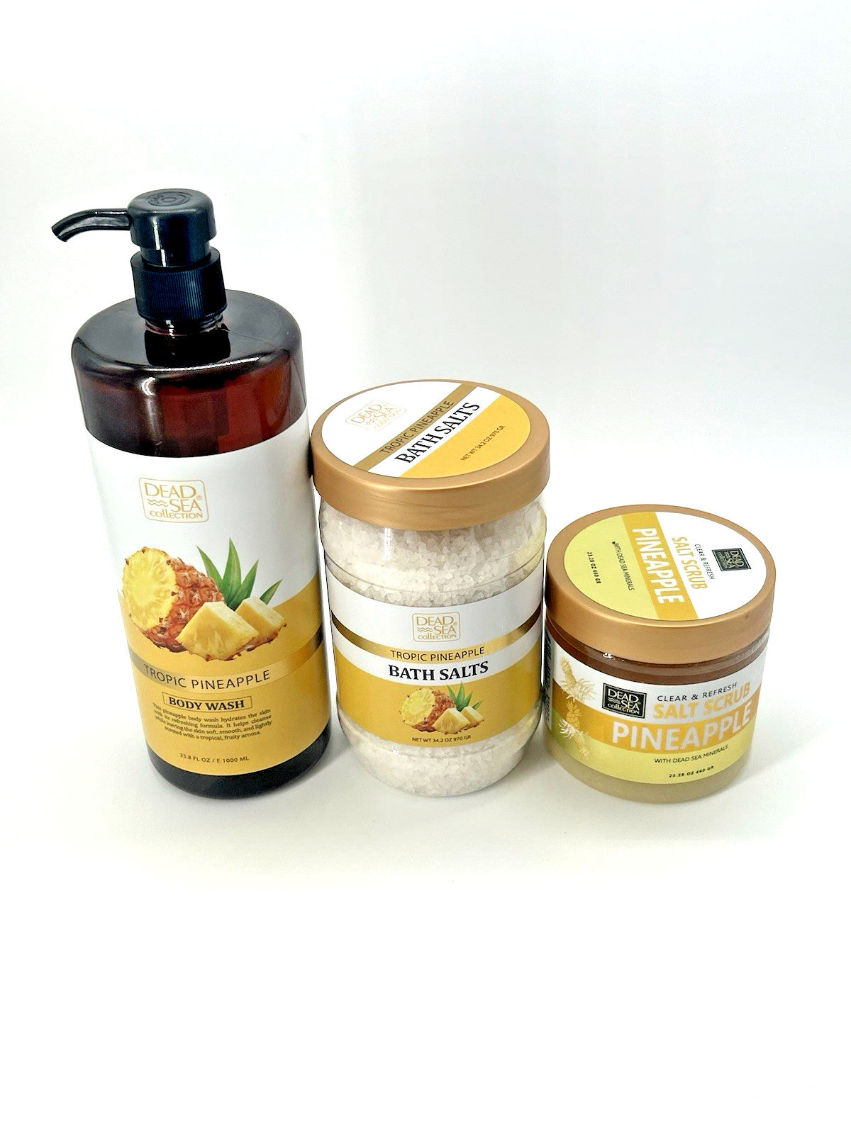 Dead Sea Collection Pineapple Body Wash (33.8 oz), Salts (34.2) Scrub