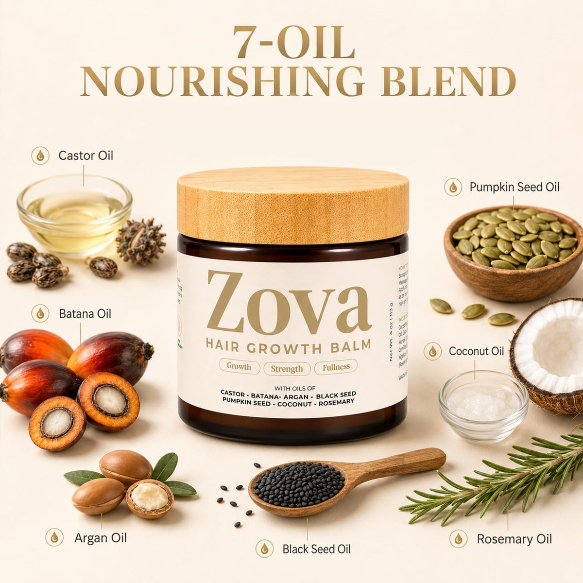 Hair Growth Balm with Castor Argan 4oz - Nourishing Hair Treatment
