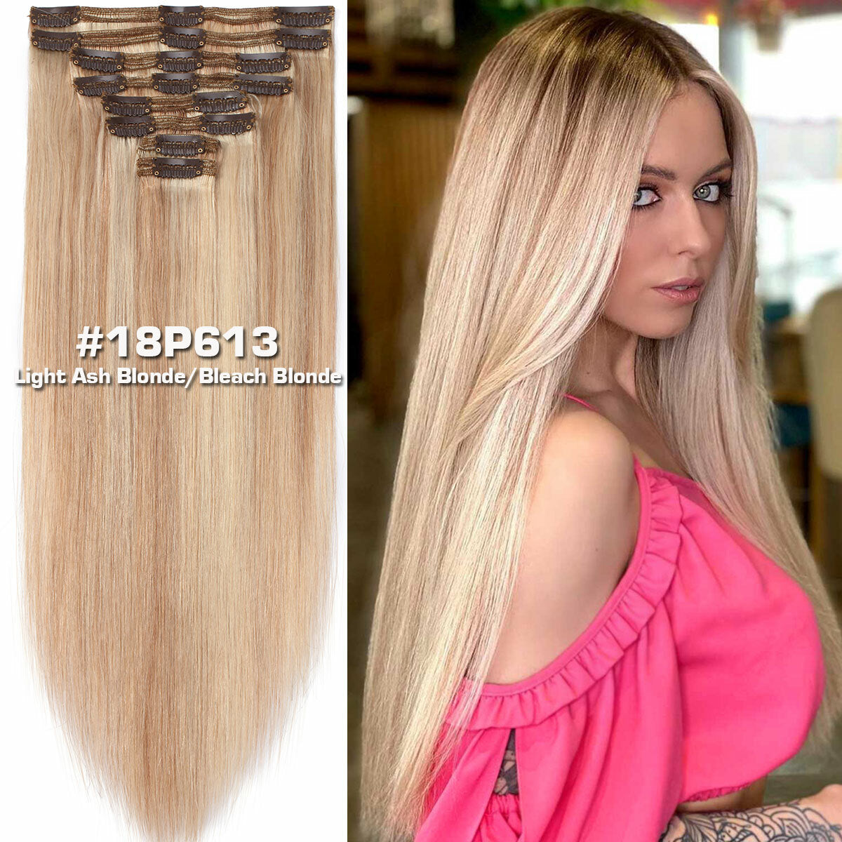 Double Weft Clip-In Human Hair Extensions Full Head - Multiple Colors & Lengths