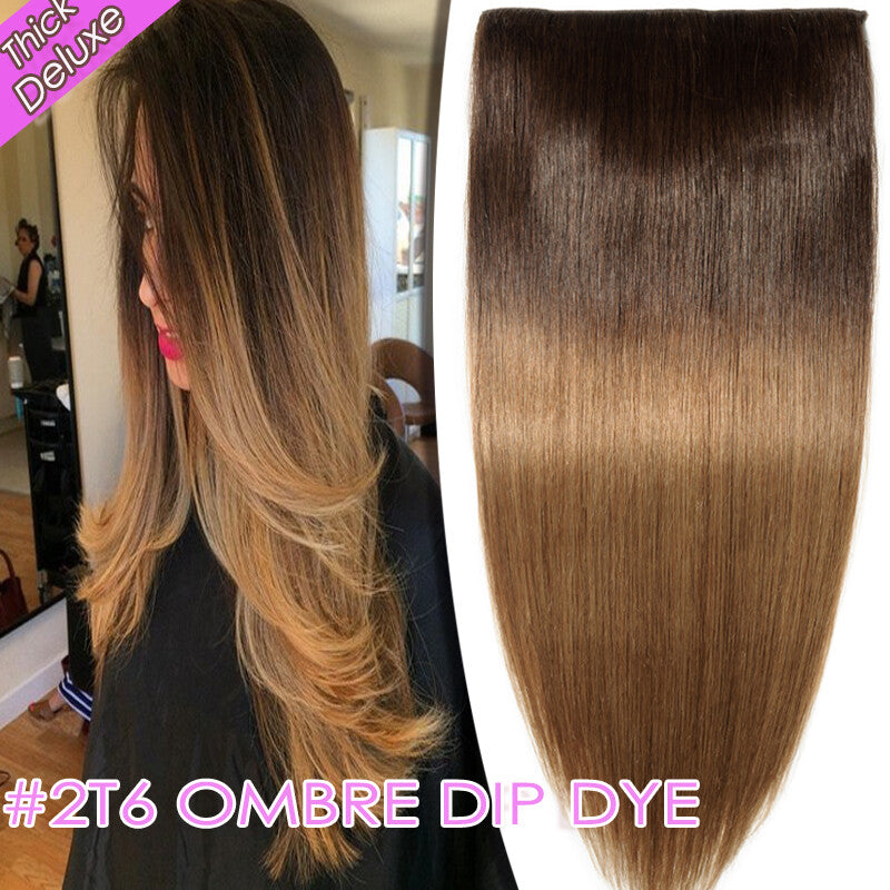 Double Weft Clip-In Hair Extensions 100% Remy Human Hair Thick Full Head