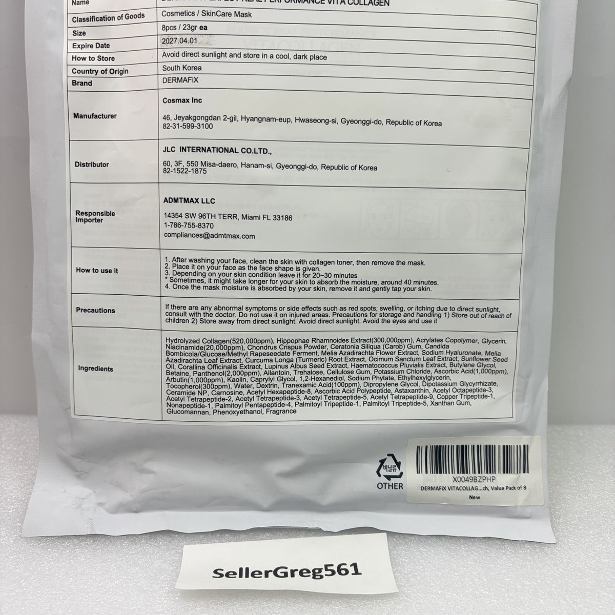 Vitacollagen Face Mask 23g - 8 Pack