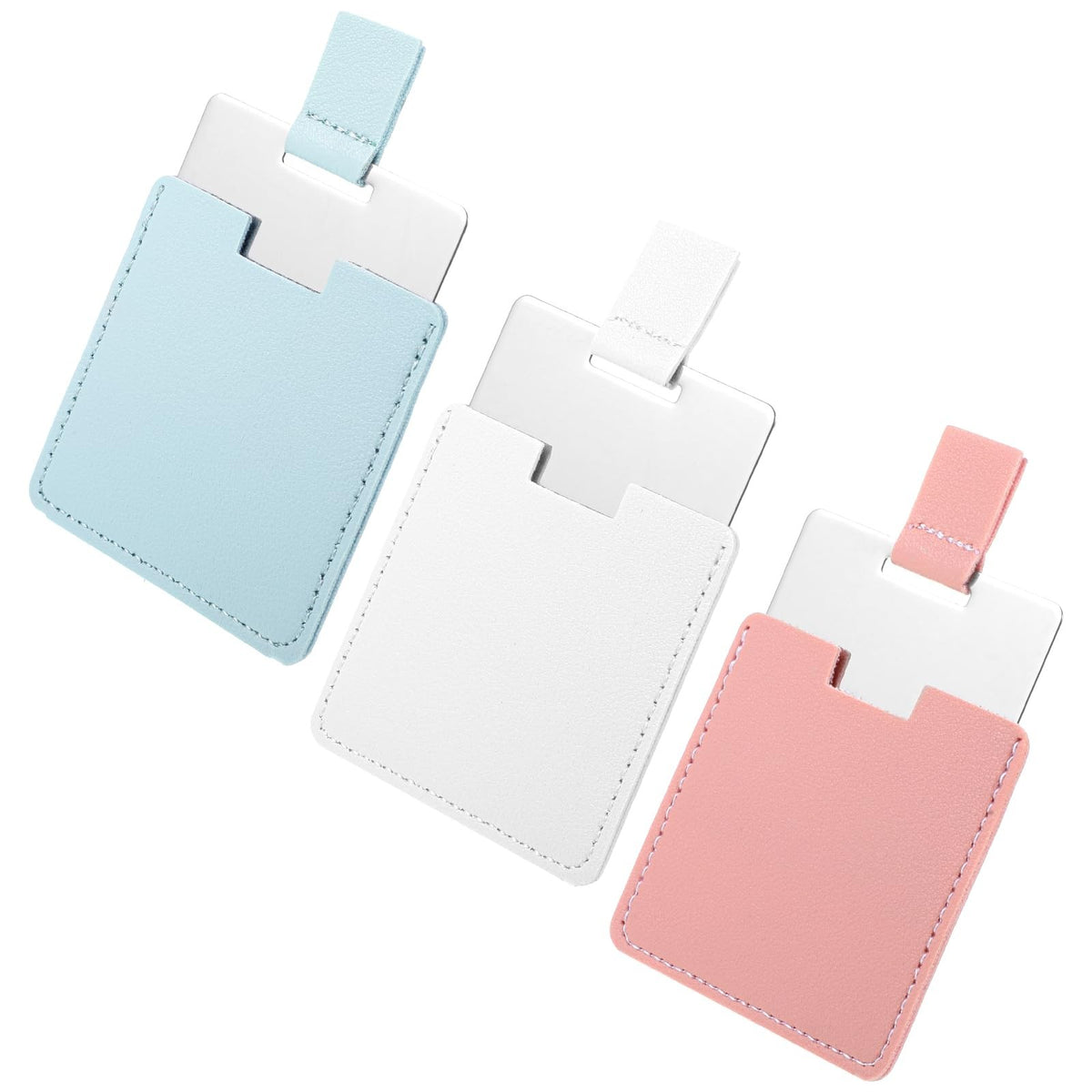 3 Pack Portable Folding Pocket Mirrors - Small Compact Stainless Steel Travel Makeup Mirrors with Protective Covers